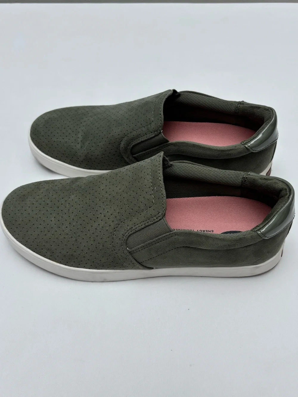 New Dr. Scholl's Madison Olive Green Perforated Slip-On Flats